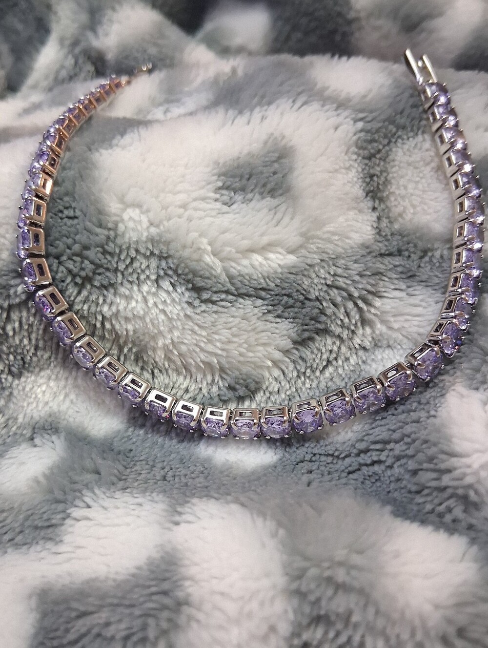 Purple CZ Silver Tennis Bracelet - Women's Jewelry - Picture 7 of 7